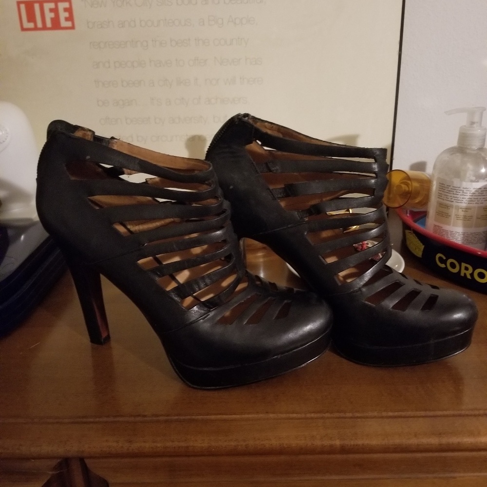 Never worn, leather heels